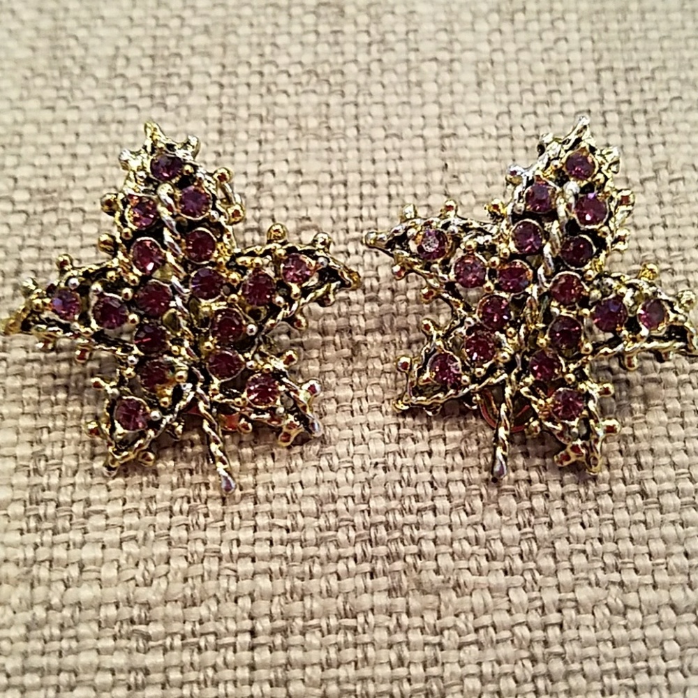 Vintage Purple Stone Clip-on Earrings